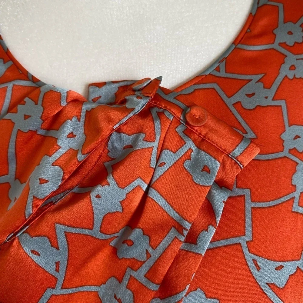 Harlyn for Anthropologie Orange and Gray Long Sleeved Fit and Flare Dress 6 - Picture 5 of 8